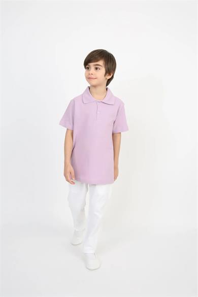 Erkek Çocuk Lila Polo Yaka Tişört ve Pantolon Takım 23 Nisan 29 Ekim 10 Kasım Gösteri Kıyafetleri 