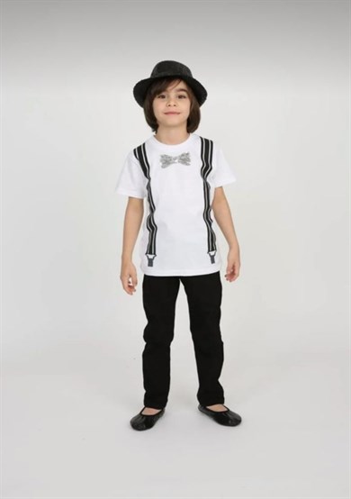 ERKEK ÇOCUK PAPYON DESENLİ T-SHIRT  KETEN PANTOLON TAKIM 23 NİSAN 29 EKİM