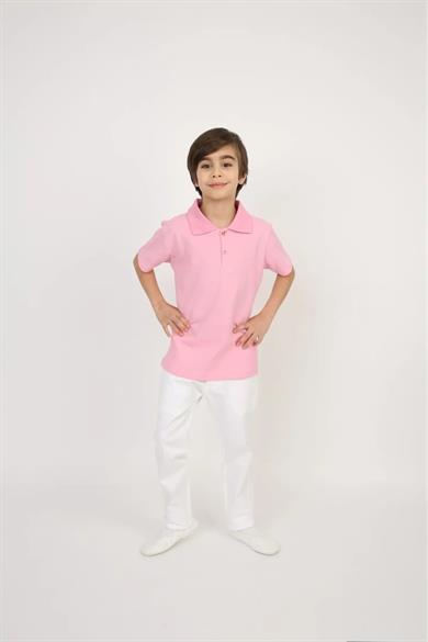 Erkek Çocuk Pembe Polo Yaka Tişört ve Pantolon Takım 23 Nisan 29 Ekim 10 Kasım Gösteri Kıyafetleri 