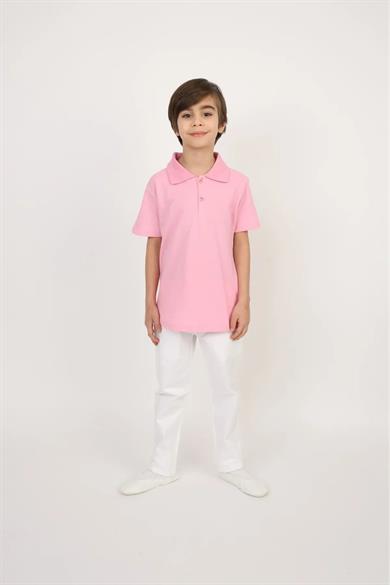 Erkek Çocuk Pembe Polo Yaka Tişört ve Pantolon Takım 23 Nisan 29 Ekim 10 Kasım Gösteri Kıyafetleri 