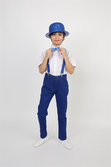 Erkek Çocuk Kısa Kol Gömlek Pantolon Askı Papyon Kravat