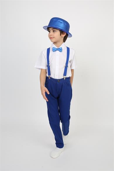 Erkek Çocuk Kısa Kol Gömlek Pantolon Askı Papyon Kravat