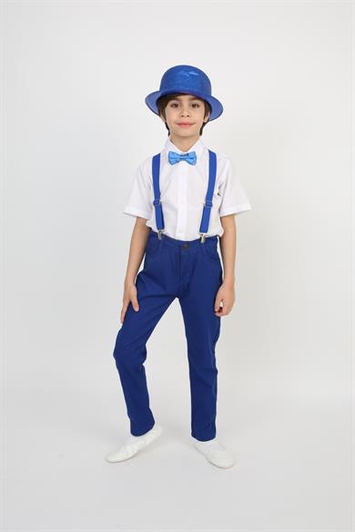 Erkek Çocuk Kısa Kol Gömlek Pantolon Askı Papyon Kravat