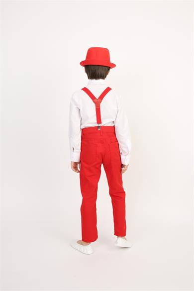 Erkek Çocuk Kısa Kol Gömlek Pantolon Askı Papyon Kravat