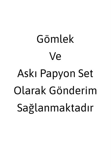 Erkek Çocuk Turkuaz Uzun Kol Gömlek Beyaz Askı Papyon Set 23 Nisan 29 Ekim Gösteri Kıyafeti