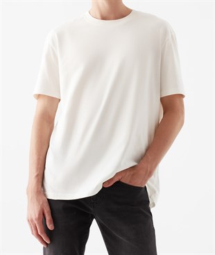 Erkek Kısa Kol Beyaz Basic Tişört