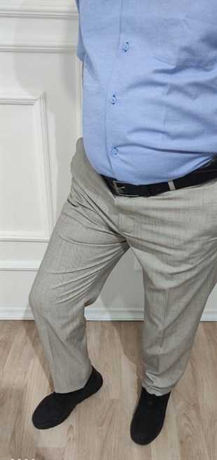 Erkek Klasik Kesim Bej Kumaş Pantolon