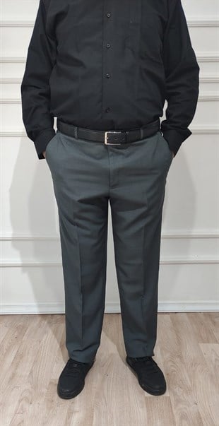 Erkek Klasik Kesim Haki Kumaş Pantolon