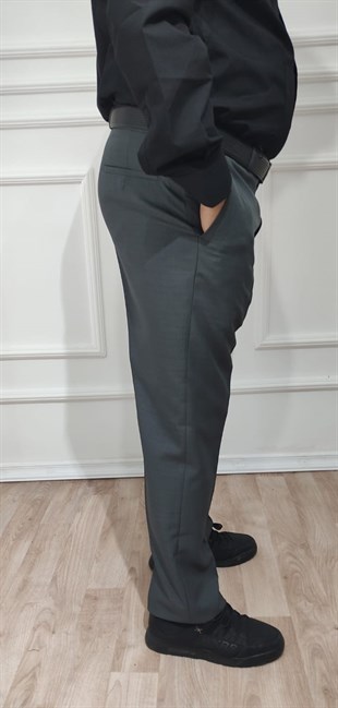 Erkek Klasik Kesim Haki Kumaş Pantolon