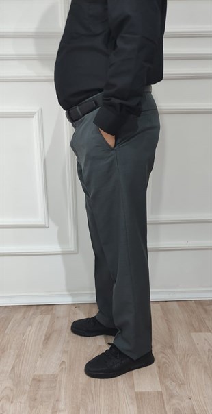 Erkek Klasik Kesim Haki Kumaş Pantolon