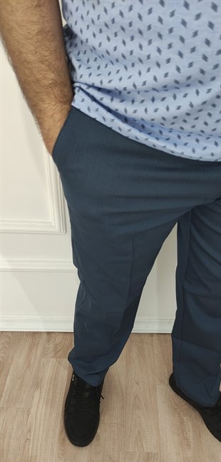 Erkek Klasik Rahat Kalıp Keten Pantolon