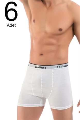 ERKEK LİKRALI 6LI BEYAZ BOXER