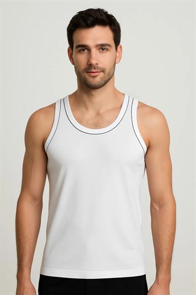 Erkek Sıfır Kol Kalın Askılı Bisiklet Yaka Comfort Basic Rahat Kesim 5Li Set Penye Tişört Atlet