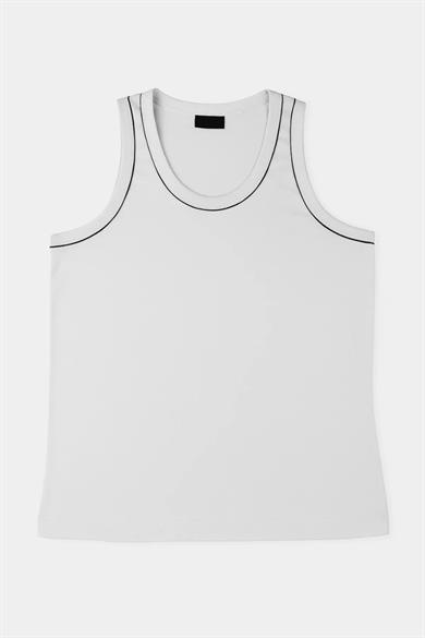 Erkek Sıfır Kol Kalın Askılı Bisiklet Yaka Comfort Basic Rahat Kesim Penye Tişört Atlet