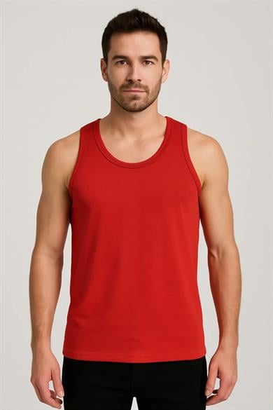 Erkek Sıfır Kol Kalın Askılı Bisiklet Yaka Comfort Basic Rahat Kesim 5Li Set Penye Tişört Atlet