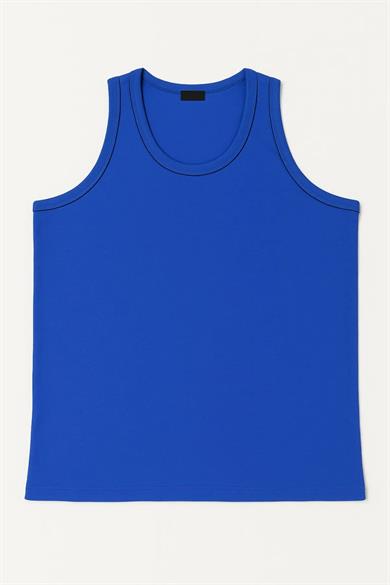 Erkek Sıfır Kol Kalın Askılı Bisiklet Yaka Comfort Basic Rahat Kesim Penye Tişört Atlet