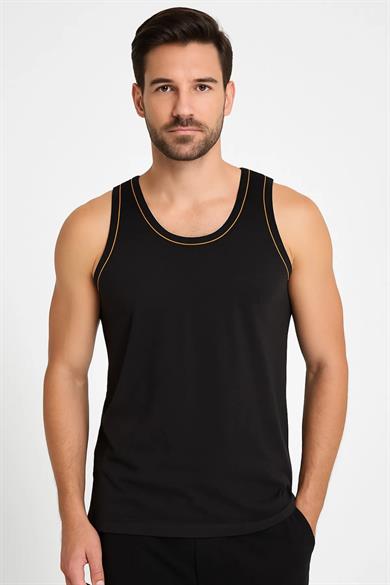 Erkek Sıfır Kol Kalın Askılı Bisiklet Yaka Comfort Basic Rahat Kesim 5Li Set Penye Tişört Atlet