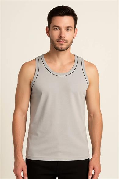 Erkek Sıfır Kol Kalın Askılı Bisiklet Yaka Comfort Basic Rahat Kesim 5Li Set Penye Tişört Atlet