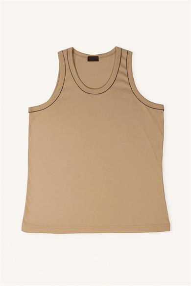 Erkek Sıfır Kol Kalın Askılı Bisiklet Yaka Comfort Basic Rahat Kesim Penye Tişört Atlet