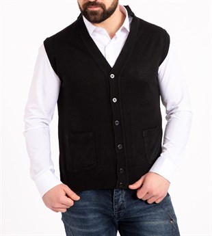 ERKEK SİYAH İNCE TRİKO YELEK