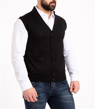 ERKEK SİYAH İNCE TRİKO YELEK