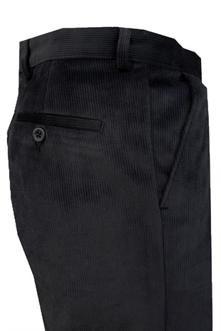 Erkek Yandan Cepli Kışlık İnce Fitilli Boru Paça Kadife Pantolon