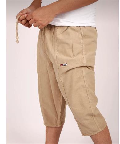 Erkek Yumuşak Ham Bez Lastikli Yüksek Bel Rahat Kalıp  Natural Kapri