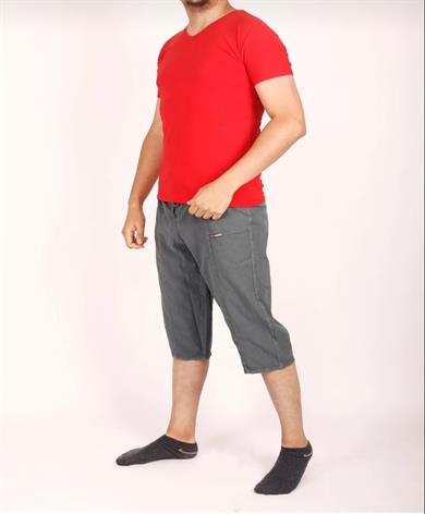 Erkek Yumuşak Ham Bez Lastikli Yüksek Bel Rahat Kalıp  Natural Kapri