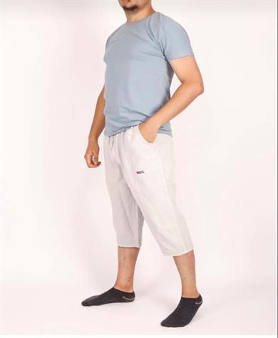 Erkek Yumuşak Ham Bez Lastikli Yüksek Bel Rahat Kalıp  Natural Kapri