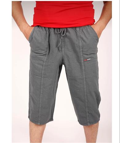 Erkek Yumuşak Ham Bez Lastikli Yüksek Bel Rahat Kalıp  Natural Kapri