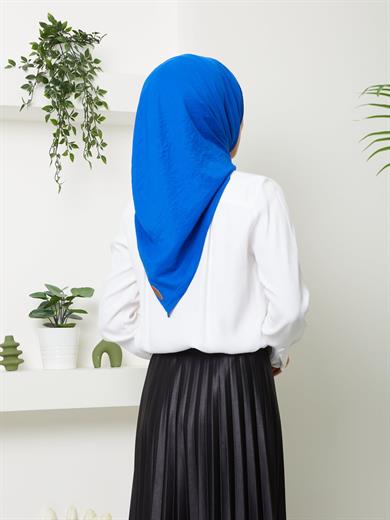 Kadın Anne Comfort Pamuklu Düz Saks Mavisi Eşarp