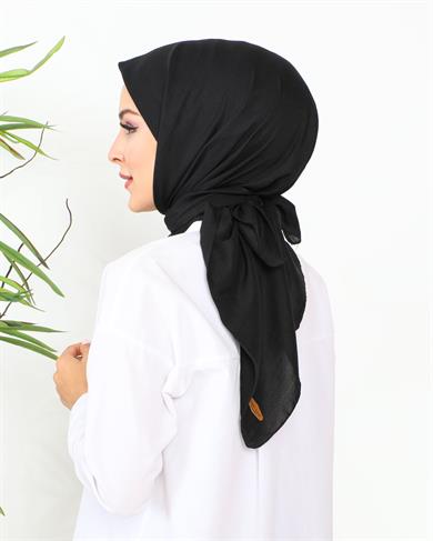 Kadın Anne Comfort Pamuklu Düz Siyah Eşarp