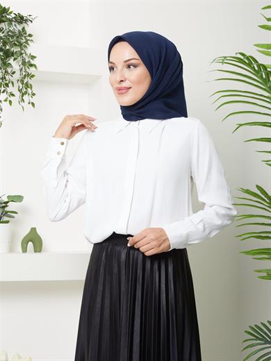 Kadın Anne Comfort Pamuklu Düz Lacivert Eşarp