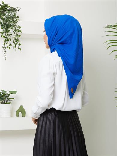 Kadın Anne Comfort Pamuklu Düz Saks Mavisi Eşarp