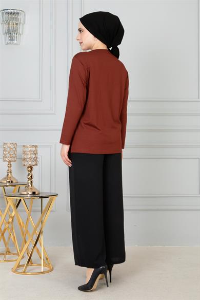 Kadın Anne Penye Bluz Kiremit 