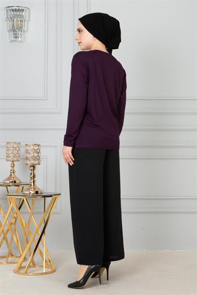 Kadın Anne Penye Bluz Koyu Mor