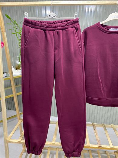 Kadın Bordo Giy-Çık Model 3 İplik Eşofman Takımı