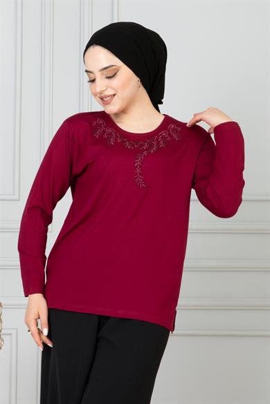 Kadın Kırmızı Anne Penye Bluz