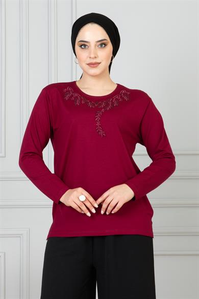 Kadın Kırmızı Anne Penye Bluz
