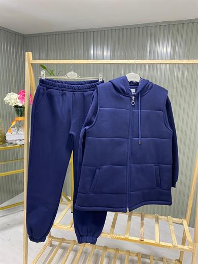 Kadın Mavi Giy-Çık Model 3 İplik Eşofman Takımı