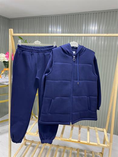 Kadın Mavi Giy-Çık Model 3 İplik Eşofman Takımı