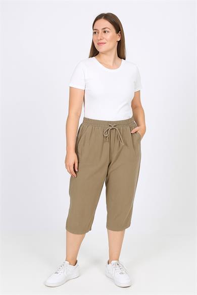 Kadın Rahat Kalıp Camel Keten Hambez Kapri – Yazlık Günlük Model