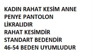Kadın Rahat Kesim Anne Penye Pantolon