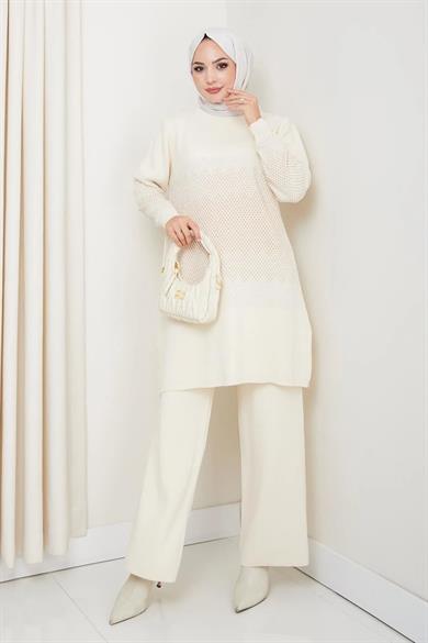 Kadın Simli Desenli Triko Tesettür Kazak – Şık Günlük Model