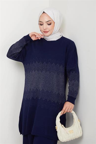Kadın Simli Desenli Triko Tesettür Kazak – Şık Günlük Model
