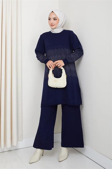 Kadın Simli Desenli Triko Tesettür Kazak – Şık Günlük Model