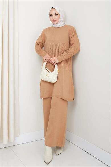 Kadın Simli Desenli Triko Tesettür Kazak – Şık Günlük Model