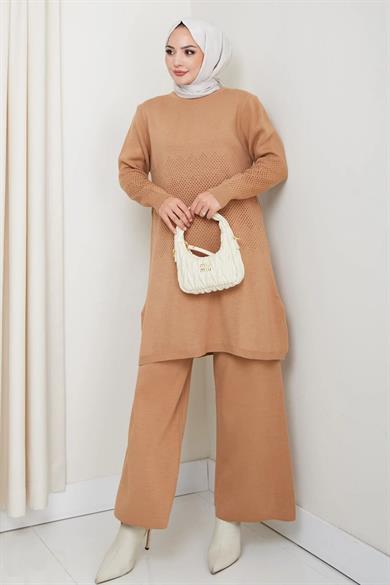 Kadın Simli Desenli Triko Tesettür Kazak – Şık Günlük Model