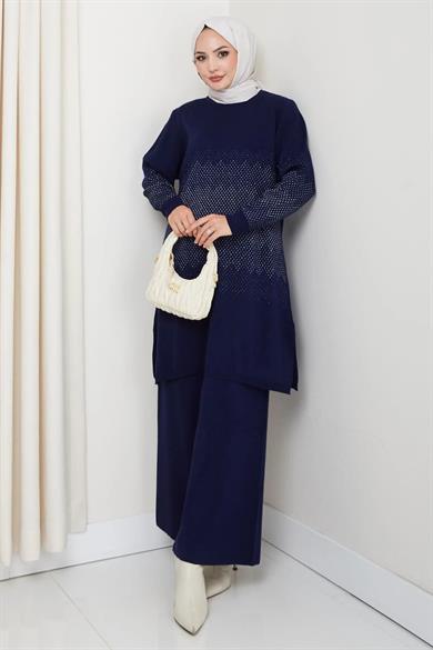 Kadın Simli Desenli Triko Tesettür Kazak – Şık Günlük Model