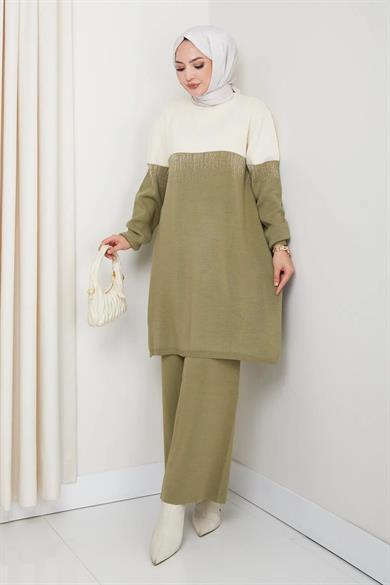 Kadın Simli Desenli Triko Tunik – Uzun Kol Rahat Kalıp